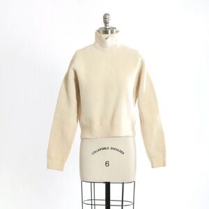 Brandon Maxwell Ivory knit mock neck wool sweater Sz. S Made in New York